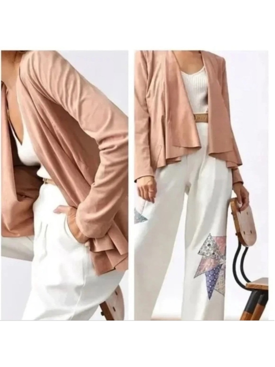 Anthropologie Jackets & Blazers - Anthropologie Hutch Peach Faux Suede Draped Open Jacket Size XL